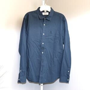 Original Penguin by Munsingwear Blue Micro Print Button-Up Shirt Size L
